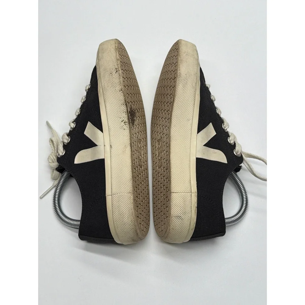 Veja Nova Black Canvas Low Top‎ Sneakers Women Pierre Cream Logo Size 7
